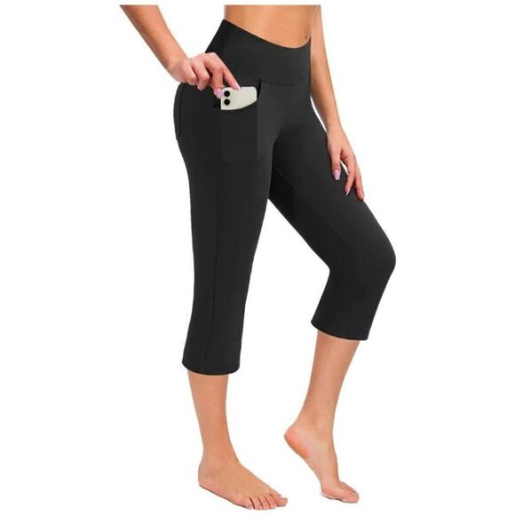 Women's High Waist Pocket Yoga Pants Tummy Control Size S Black - Picture 5 of 6